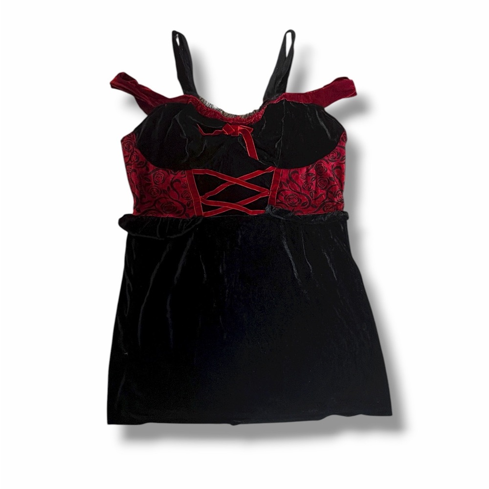 Dark Red Riding Hood Black Velvet Dress Lace Details Kids 3XL Halloween